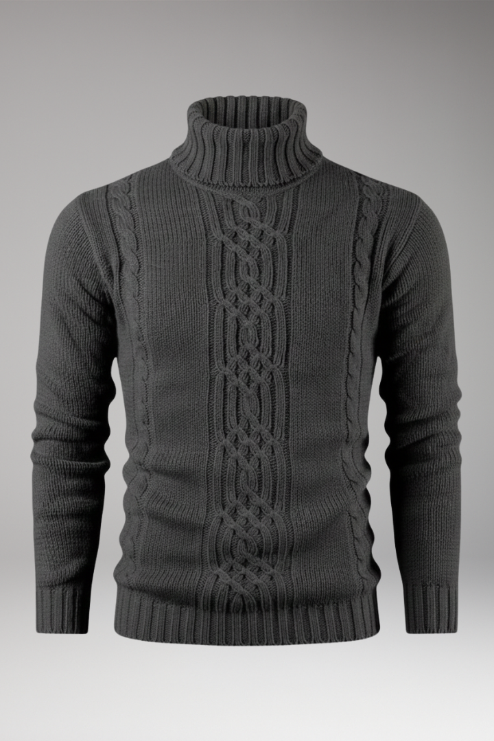 Men's Cable Knit Turtleneck Sweater Ribbed - 
Fashinoza