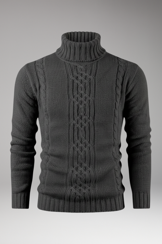 Men's Cable Knit Turtleneck Sweater Ribbed - 
Fashinoza