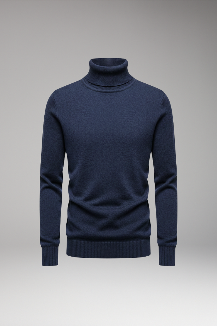 Men's Turtleneck Sweater Ribbed Cuffs And Hem - 
Fashinoza