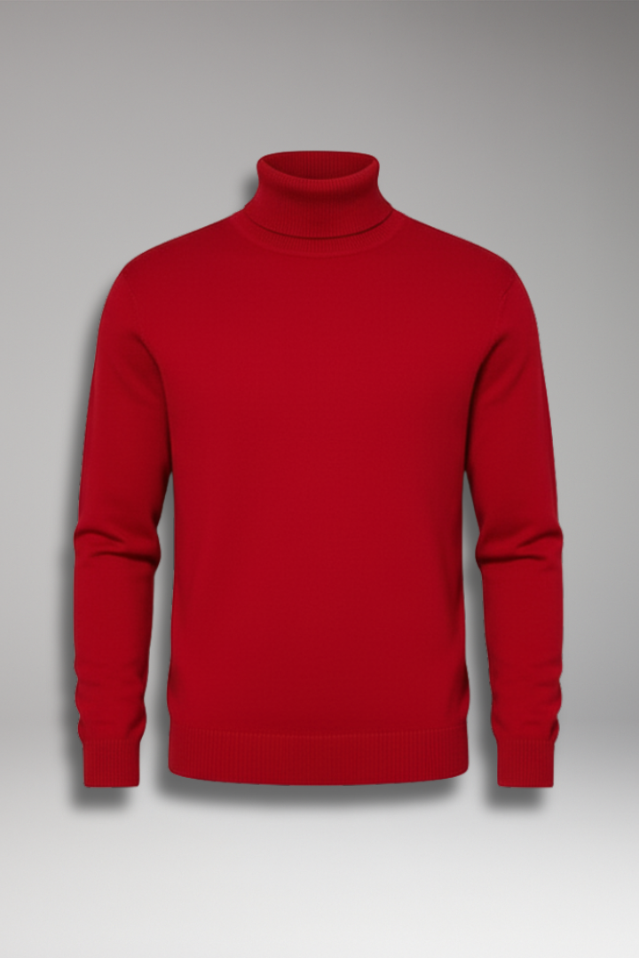 Men's Turtleneck Sweater Ribbed Plain - 
Fashinoza