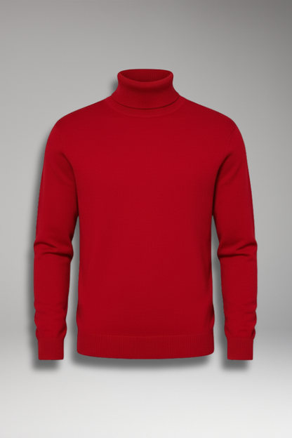 Men's Turtleneck Sweater Ribbed Plain - 
Fashinoza