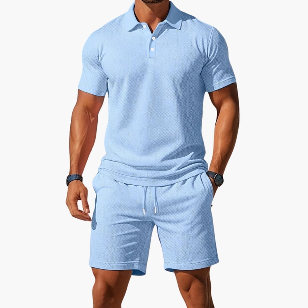 Men's Polo Short Set Collared Shirt - Fashinoza
