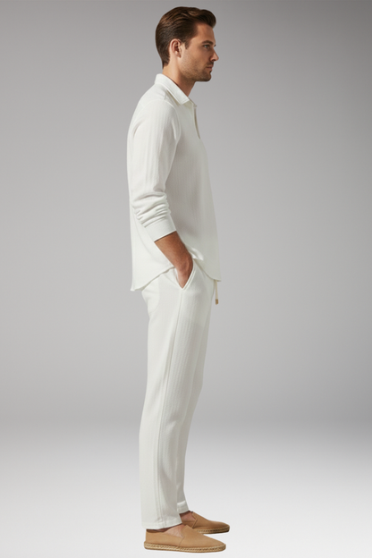 Men's Long Sleeve Shirt And Drawstring Pants Set