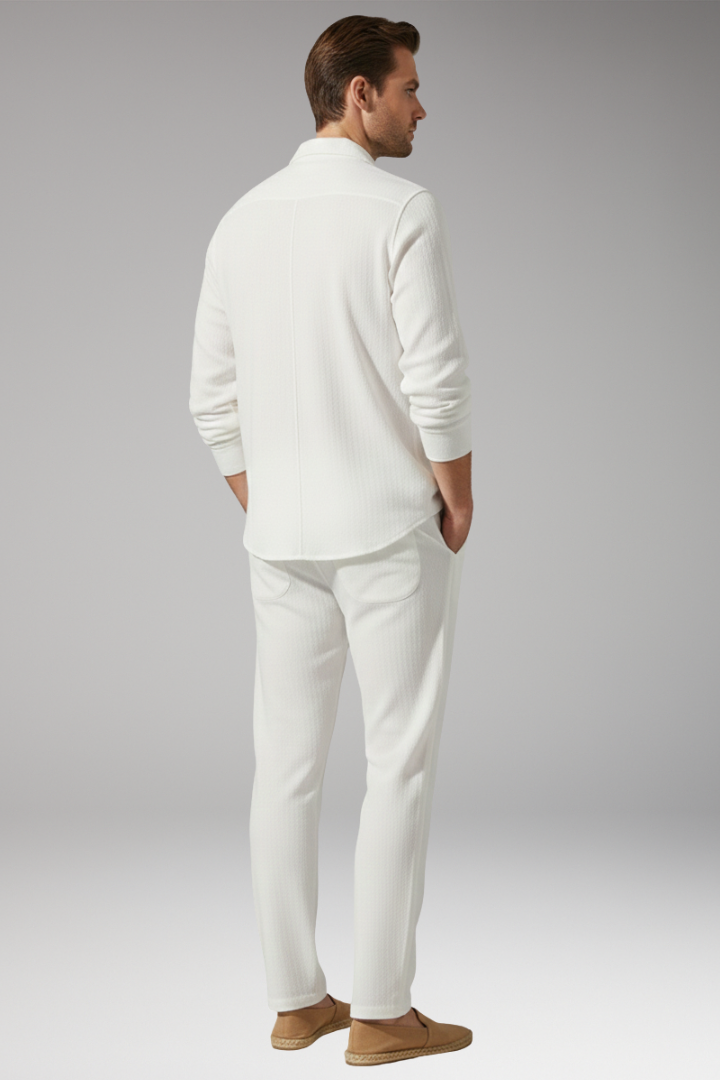 Men's Long Sleeve Shirt And Drawstring Pants Set