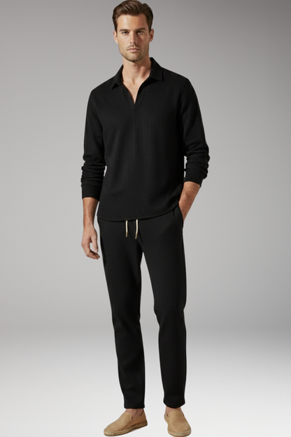 Men's Long Sleeve Shirt And Drawstring Pants Set