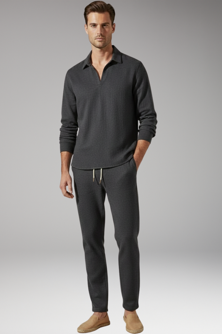 Men's Long Sleeve Shirt And Drawstring Pants Set
