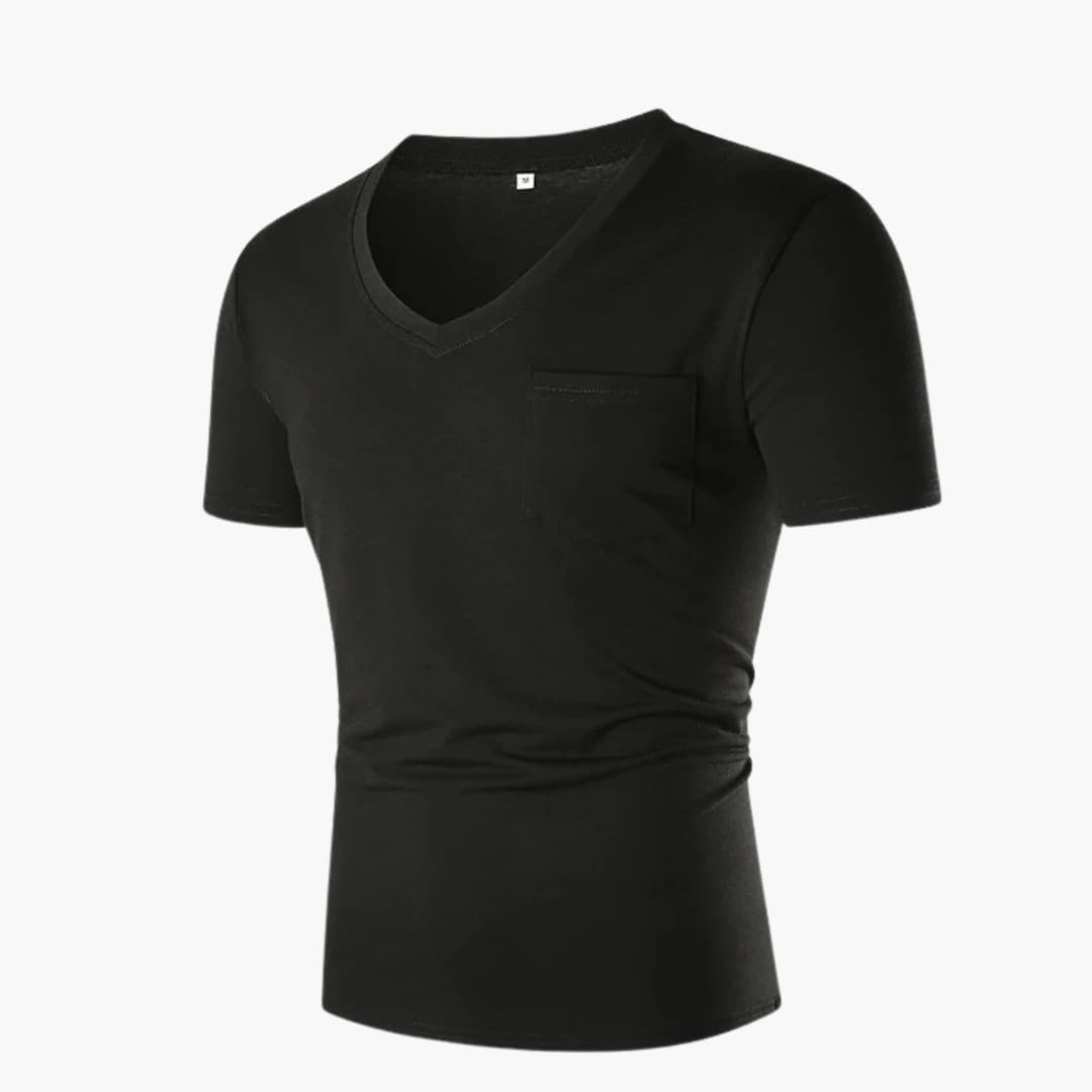 Men's V-Neck Short Sleeve T-Shirt with Pocket - Fashinoza