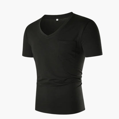 Men's V-Neck Short Sleeve T-Shirt with Pocket - Fashinoza