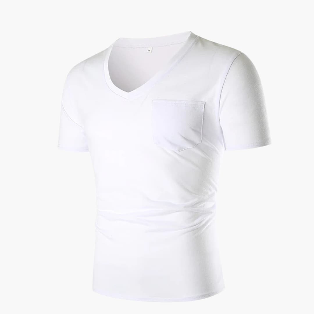 Men's V-Neck Short Sleeve T-Shirt with Pocket