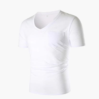 Men's V-Neck Short Sleeve T-Shirt with Pocket