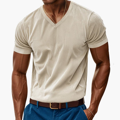 Men's V-Neck Short Sleeve T-Shirt Textured Finish - Fashinoza