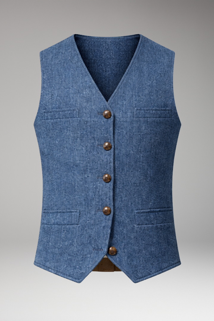 Men's V-Neck Button Vest - 
Fashinoza