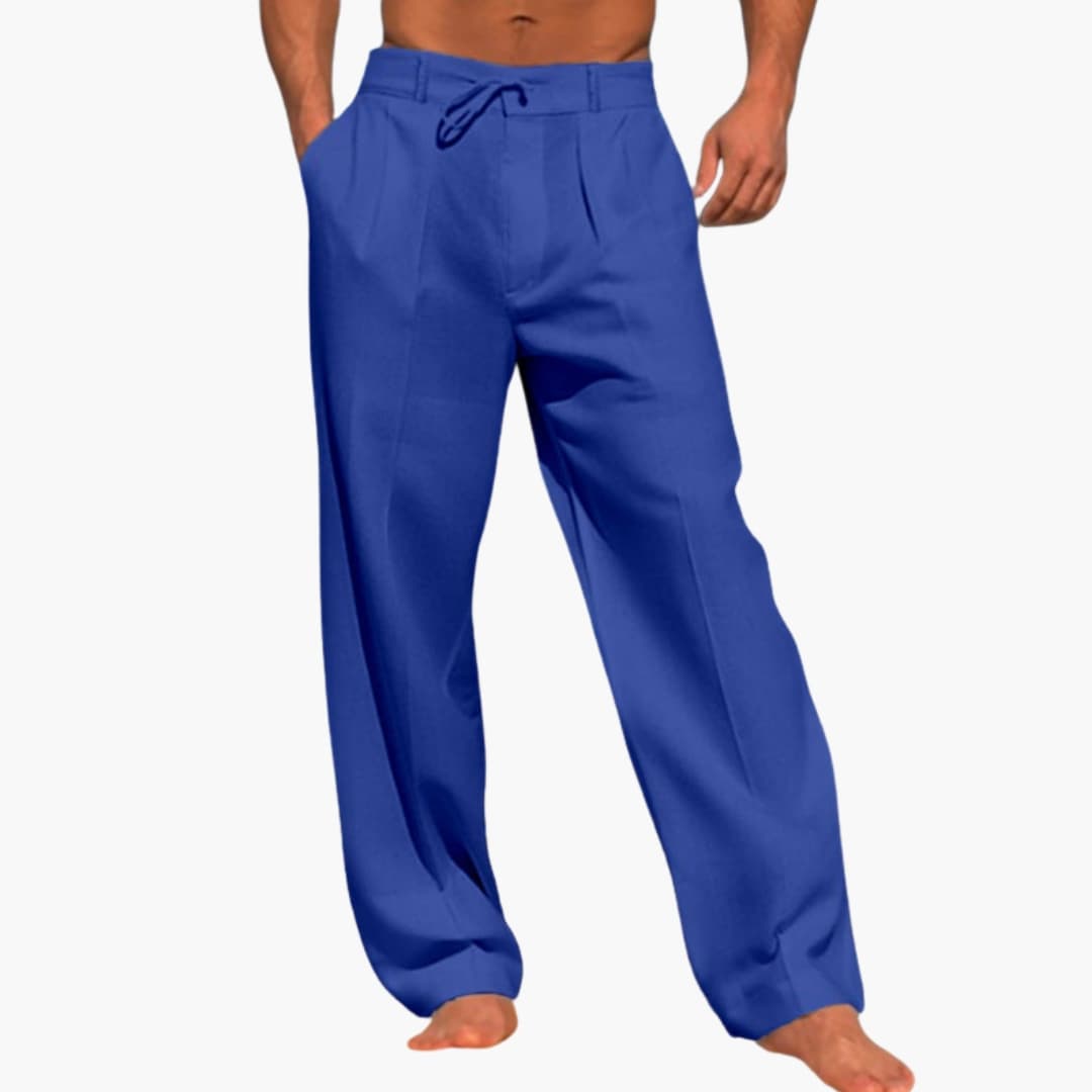 Men's Wide Leg Pants Elastic Waist Cotton Black