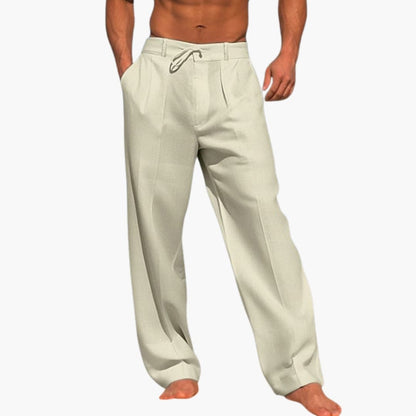 Men's Wide Leg Pants Elastic Waist Cotton Black