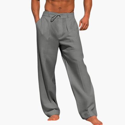 Men's Wide Leg Pants Elastic Waist Cotton Black - Fashinoza