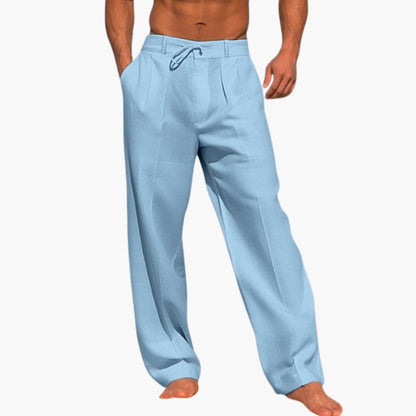 Men's Wide Leg Pants Elastic Waist Cotton Black