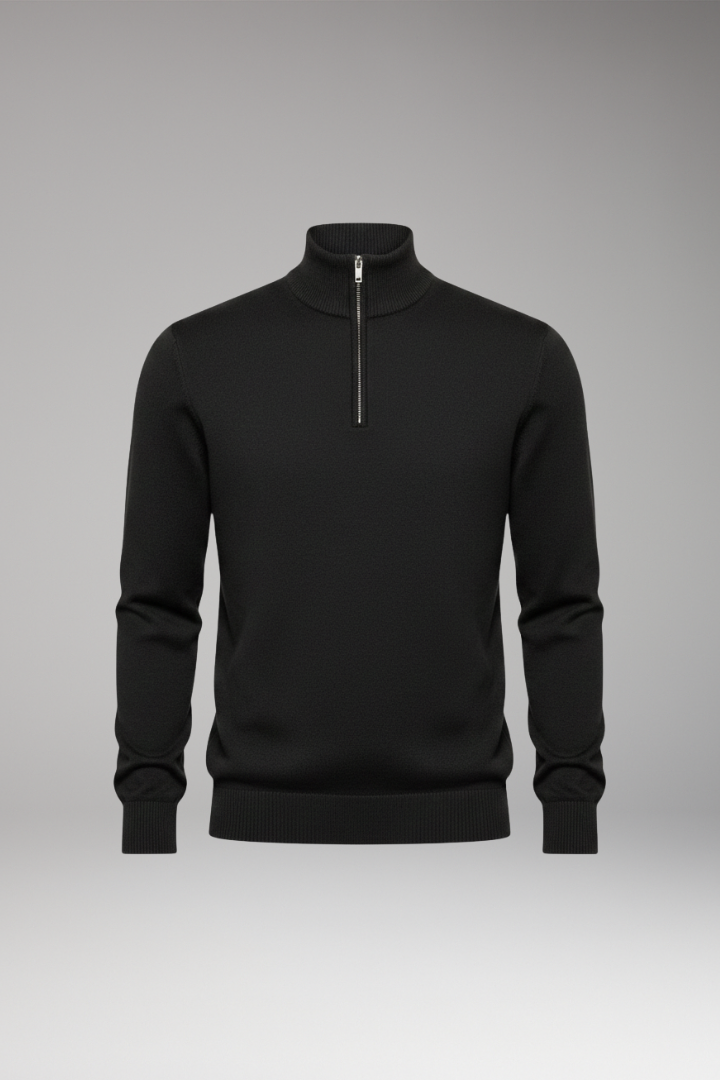 Men's Zip Neck Sweater Ribbed Crew Neck - 
Fashinoza