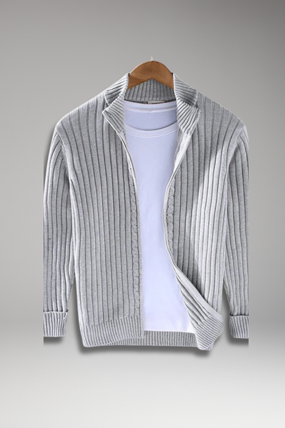 Men's Zip Cardigan Ribbed Front Pockets - 
Fashinoza