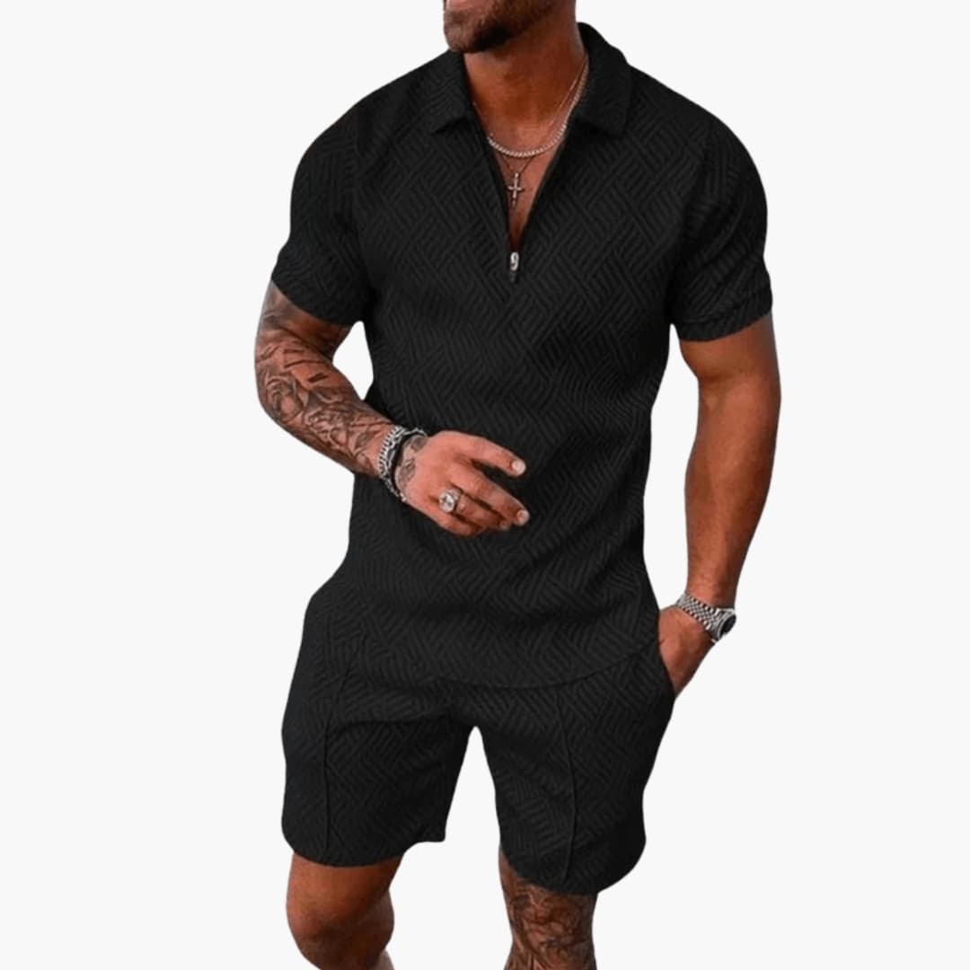 Men's Short Sleeve Polo Shirt and Shorts Set - Fashinoza