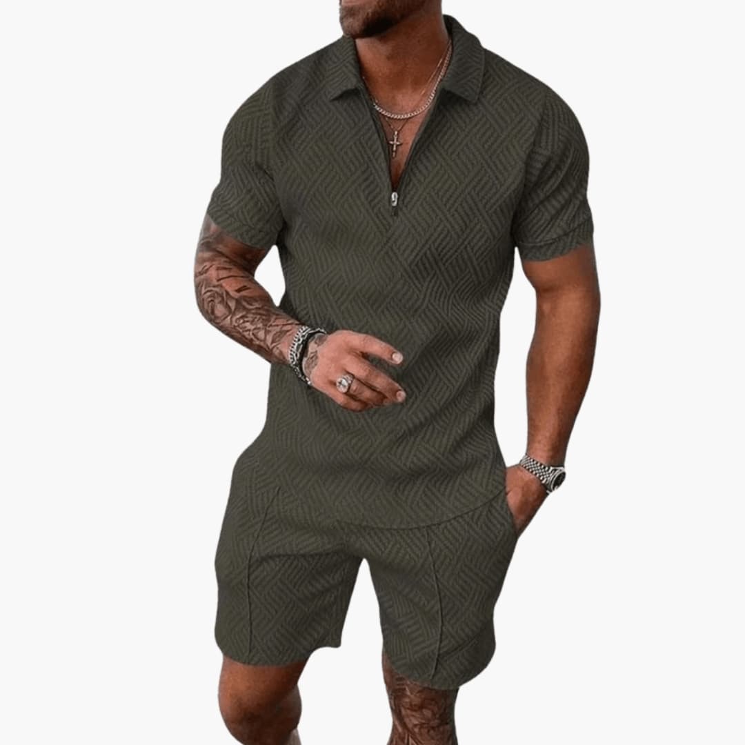 Men's Short Sleeve Polo Shirt and Shorts Set