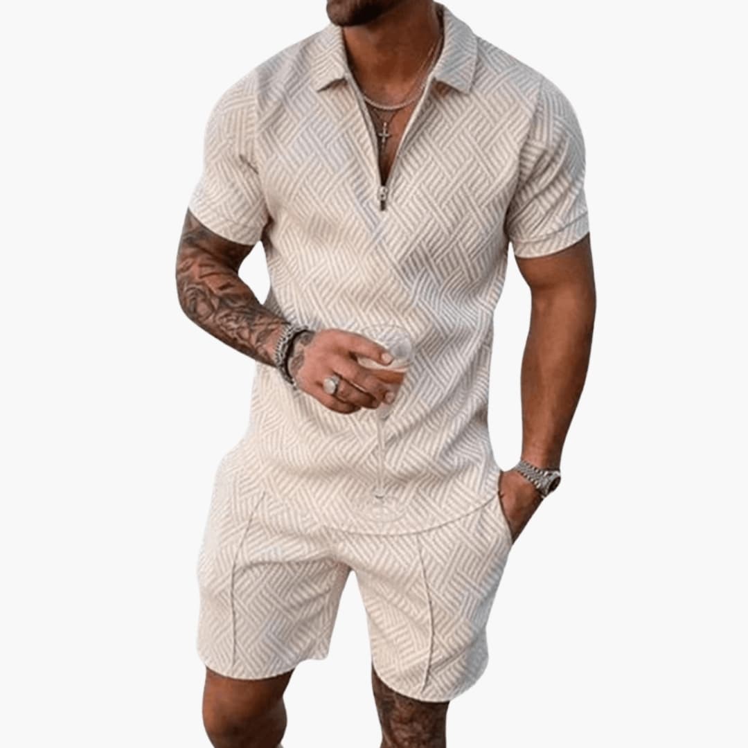 Men's Short Sleeve Polo Shirt and Shorts Set
