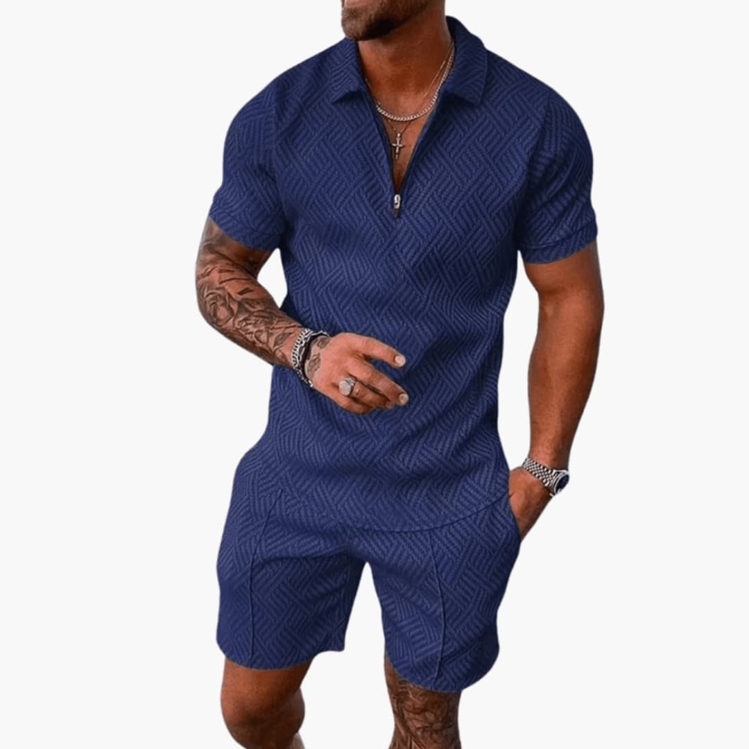 Men's Short Sleeve Polo Shirt and Shorts Set