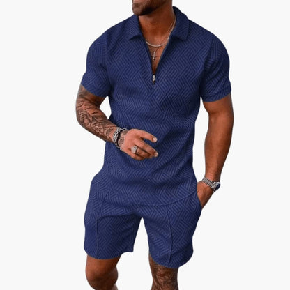 Men's Short Sleeve Polo Shirt and Shorts Set