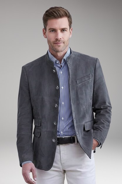 Men's Blazer Stand Collar Multi Pocket