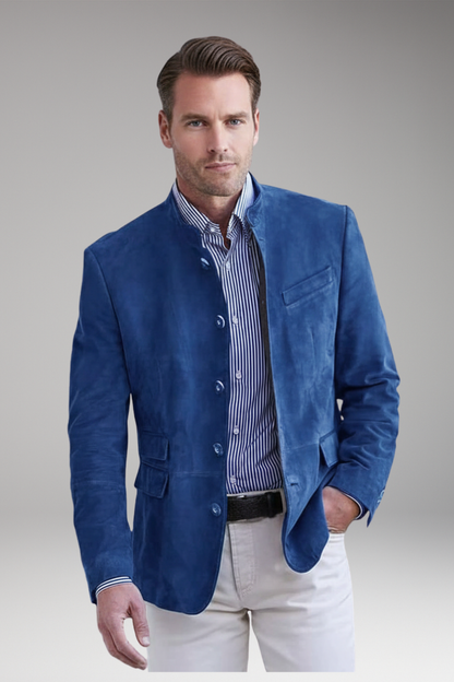Men's Blazer Stand Collar Multi Pocket