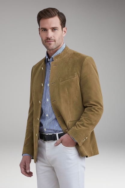 Men's Blazer Stand Collar Multi Pocket