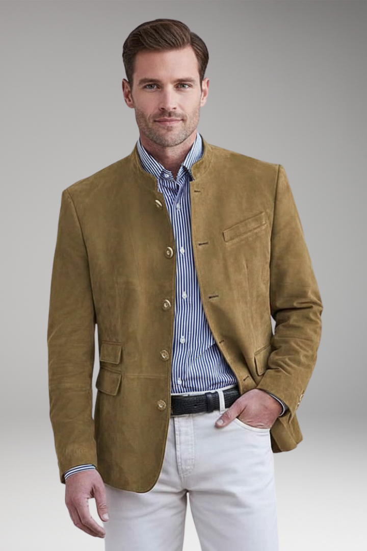 Men's Blazer Stand Collar Multi Pocket