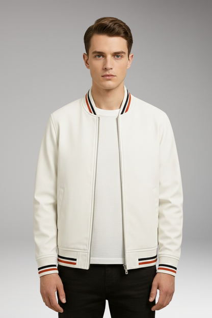 Men's Bomber Jacket Zip Ribbed Trim
