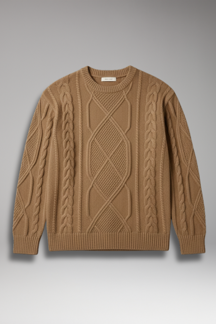 Men's Cable Knit Sweater Textured Ribbed - 
Fashinoza