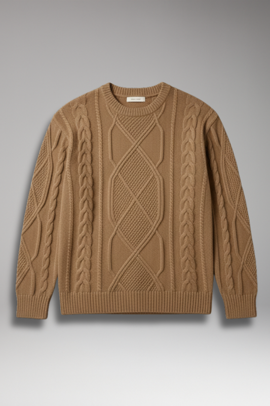 Men's Cable Knit Sweater Textured Ribbed - 
Fashinoza