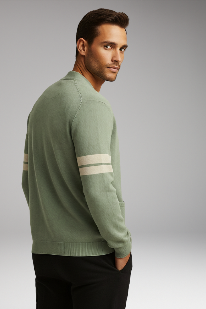 Men's Button Cardigan Contrast Bands