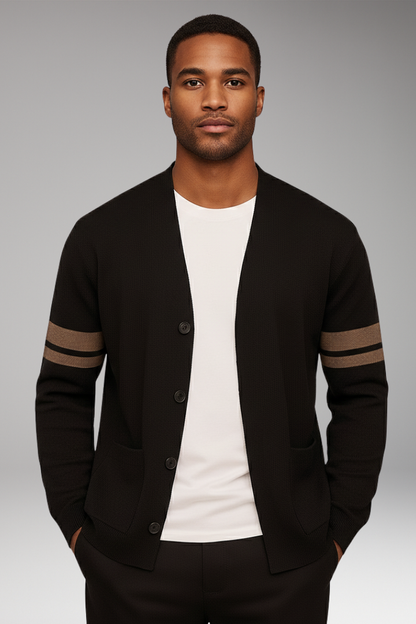 Men's Button Cardigan Contrast Bands