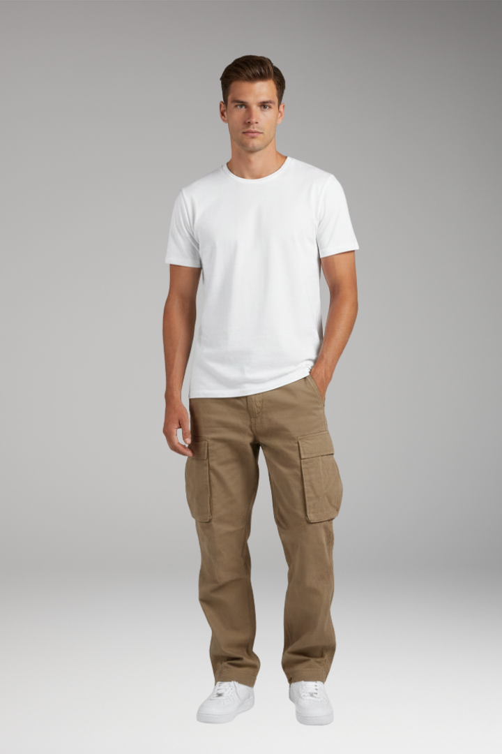 Men's Straight Fit Cargo Pants Multi-Pocket Design