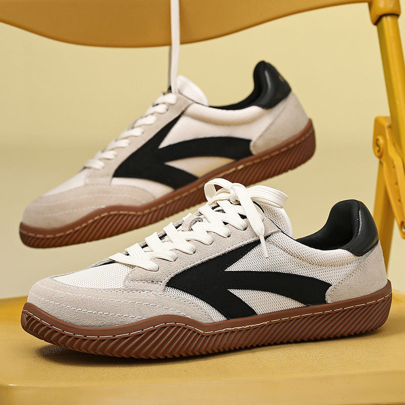 Men's Trainers Cow Suede Leather Retro Patchwork Casual Walking Sneakers