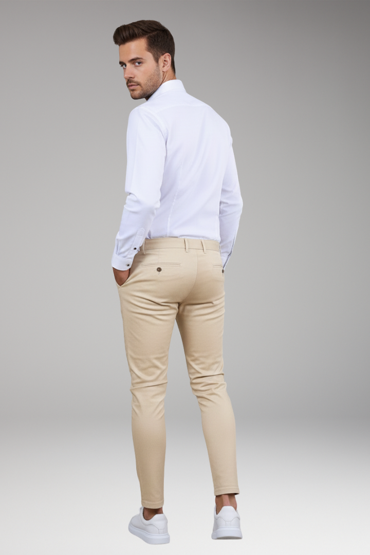 Men's Slim Leg Chino Pants Button Closure