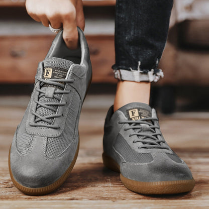 Men's Sneakers Cow Leather Breathable Retro Training Casual Walking Shoes