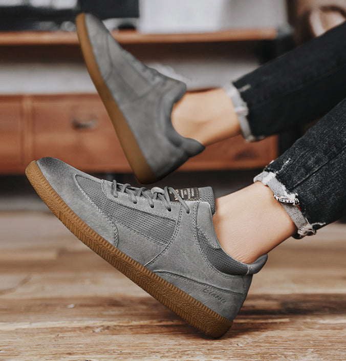 Men's Sneakers Cow Leather Breathable Retro Training Casual Walking Shoes