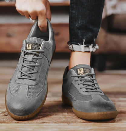Men's Sneakers Cow Leather Breathable Retro Training Casual Walking Shoes