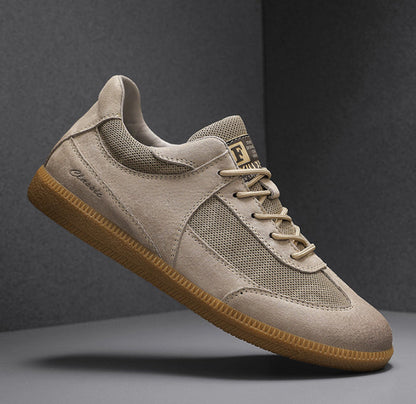 Men's Sneakers Cow Leather Breathable Retro Training Casual Walking Shoes