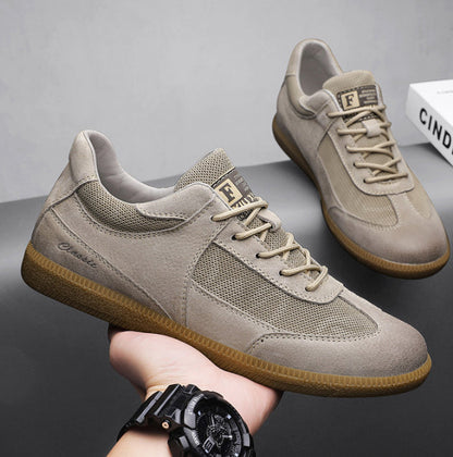 Men's Sneakers Cow Leather Breathable Retro Training Casual Walking Shoes
