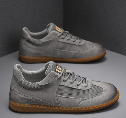 Men's Sneakers Cow Leather Breathable Retro Training Casual Walking Shoes