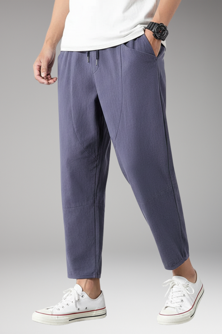 Men's Elastic Waist Cropped Pants Side Pockets