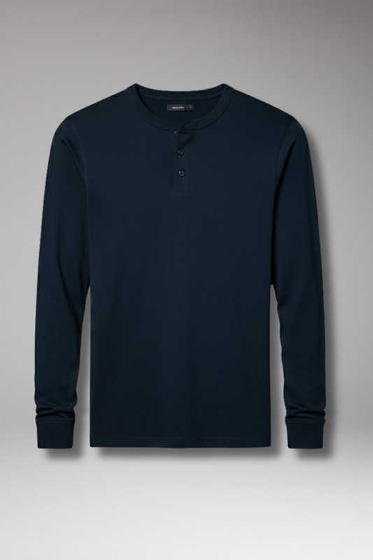 Men's Long Sleeve Henley Shirt Cotton - 
Fashinoza