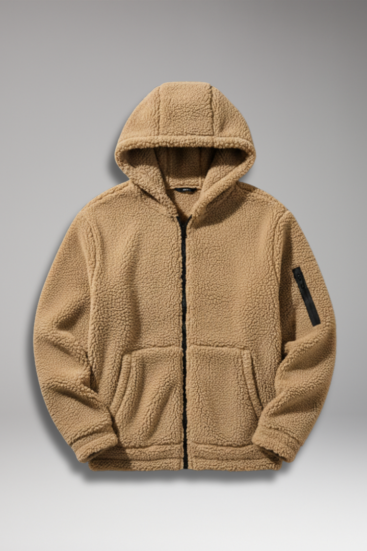 Men's Hooded Zip Jacket Pouch Pockets - 
Fashinoza