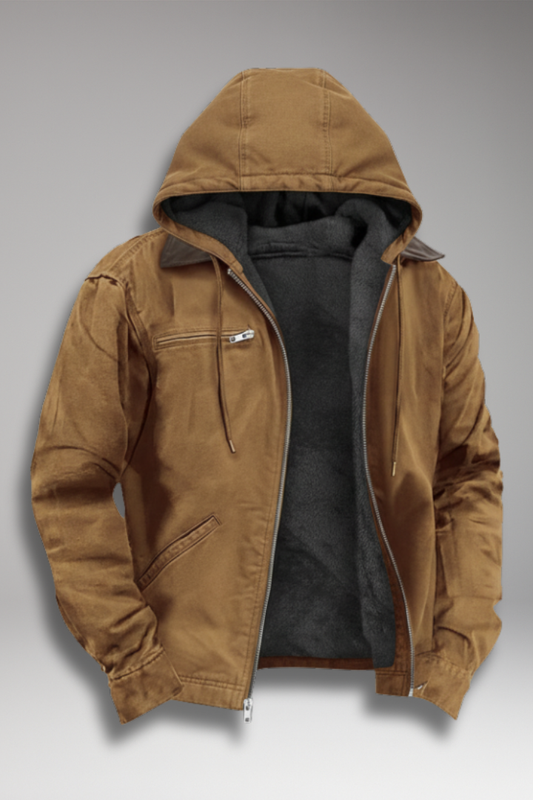 Men's Hooded Zip Jacket Lined Interior - 
Fashinoza