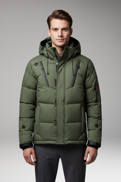 Men's Puffer Jacket Hooded Zip Front